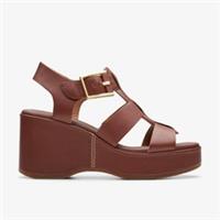 Clarks Womens Manon Cove Tan Leather Wedges Leather Casual