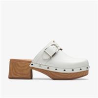 Clarks Womens Sivanne Sun White Leather Heeled Sandals,Mules Leather Casual