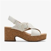 Clarks Womens Nerisa West White Leather Wedges Leather Casual