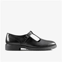 Clarks Womens Griffin Town Black Leather T Bar Shoes Leather Casual