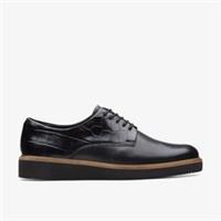 Clarks Womens Glickly Derby Black Combination Lace Up,Derby Shoes Leather Casual