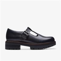 Clarks Womens Orianna Bar Black Leather T Bar Shoes Leather Casual