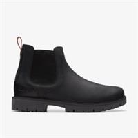Clarks Mens Rossdale Top Black Leather Chelsea Boots Leather Casual