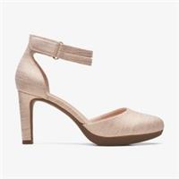 Clarks Womens Ambyr Skip Sand Metallic Heels Textile Smart