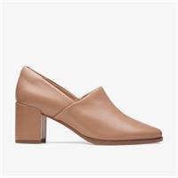 Clarks Womens Freva 55 Lily Praline Leather Heels Leather Smart