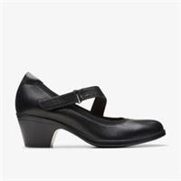 Clarks Womens Emily 2 Mabel Black Leather Heels Leather Smart