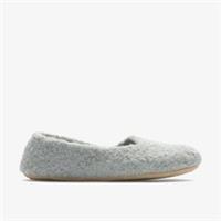 Clarks Womens Cozily Curl Grey Slippers Textile Casual