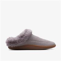 Clarks Womens Pilton Home Grey Suede Slippers Suede Casual