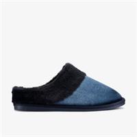 Clarks Womens Bundle Soft Navy Slippers Textile Casual