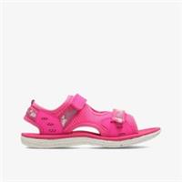 Clarks Girls Star Games Kid Pink Flat Sandals Textile Casual