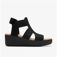Clarks Womens Wrenly Tide Black Nubuck Wedges Nubuck Casual