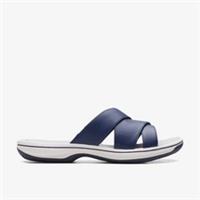 Clarks Womens Brinkley Grove Dark Navy Sliders,Flat Sandals Synthetic Casual