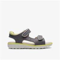 Clarks Boys Roam Plane Older Grey Leather Riptape Leather Casual