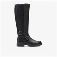 Clarks Womens Orinoco 2 Tall Black Leather Knee High Boots Leather Casual