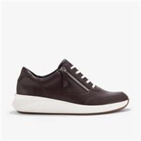 Clarks Womens Un Rio Zip Burgundy Leather Trainers Leather Sports