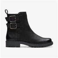 Clarks Womens Orinoco2 Bay Black Leather Ankle Boots Leather Casual