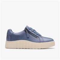 Clarks Womens Mykah Joy Denim Blue Trainers Leather Casual