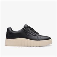 Clarks Womens Mykah Joy Black Leather Trainers Leather Casual