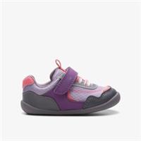 Clarks Girls Roamer Sport Toddler Purple Combination Riptape,Pre Walker Textile