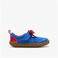 Clarks Girls Roald Dahl Flash Bow Toddler Blue Print Pre Walker,T Bar Shoes
