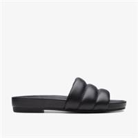 Clarks Womens Pure Soft Black Leather Sliders,Slip Ons Leather Casual