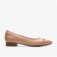 Clarks Womens Natalyn Dusk Beige Leather Ballet Pumps,Slip Ons Leather Smart
