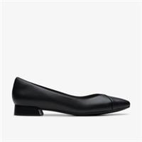 Clarks Womens Natalyn Wish Black Leather Ballet Pumps,Slip Ons Leather Smart