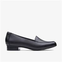 Clarks Womens Juliet Lora Black Leather Slip Ons,Loafers Leather Casual