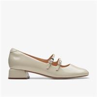 Clarks Womens Daiss30 Shine Ivory Patent Heels,Mary Jane Leather Smart