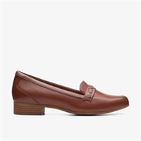 Clarks Womens Juliet Bay Tan Leather Slip Ons,Loafers Leather Smart