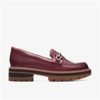 Clarks Womens Orianna Bit Burgundy Leather Slip Ons,Loafers Leather Casual