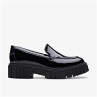 Clarks Womens Page Loafer Black Patent Slip Ons,Loafers Leather Casual