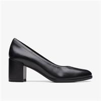 Clarks Womens Freva 55 Court Black Leather Heels,Court Shoes Leather Smart