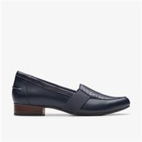 Clarks Womens Juliet Beat Navy Leather Slip Ons,Loafers Leather Smart