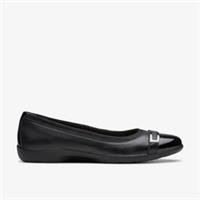 Clarks Womens Meadow Rose Black Combination Ballet Pumps,Slip Ons Leather Casual