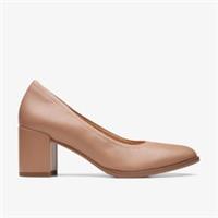 Clarks Womens Freva 55 Court Praline Leather Heels,Court Shoes Leather Smart