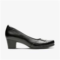 Clarks Womens Rosalyn Belle Black Leather Heels,Court Shoes Leather Smart