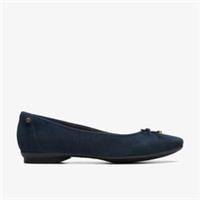 Clarks Womens Candra Light Navy Suede Ballet Pumps,Slip Ons Suede Workwear,Smart