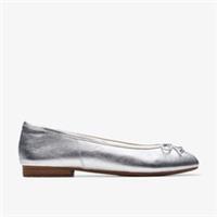 Clarks Womens Fawna Lily Silver Leather Ballet Pumps,Slip Ons Leather Casual