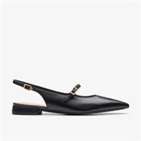 Clarks Womens Sensa15 Shine Black Leather Sling Back Leather Smart