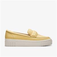 Clarks Womens Mayhill Cove Yellow Leather Slip Ons,Loafers Leather Casual