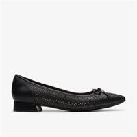 Clarks Womens Natalyn Step Black Leather Ballet Pumps,Slip Ons Patent Smart