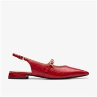 Clarks Womens Sensa15 Shine Red Interest Sling Back Leather Smart