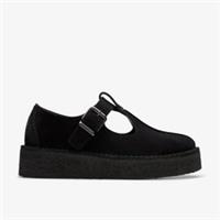 Clarks Womens Trek Wedge Tbar Black Suede T Bar Shoes Suede Casual