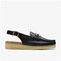 Clarks Womens Wallabee Sling Black Leather Sling Back,Wallabee Leather Casual