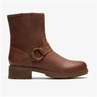 Clarks Womens Hearth Cross Taupe Leather Heels,Mid Calf Boots Leather Casual