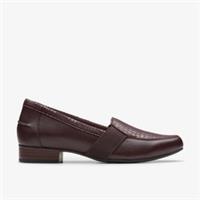 Clarks Womens Juliet Beat Merlot Leather Slip Ons,Loafers Leather Smart