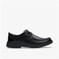 Clarks Boys Branch Low Youth Black Leather School Shoes,Lace Up Leather School