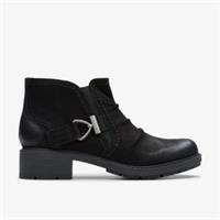Clarks Womens Hearth Clara Black Nubuck Heels,Ankle Boots Nubuck Casual