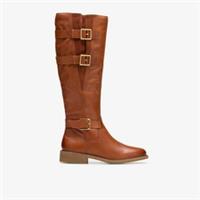 Clarks Womens Cologne Up British Tan Leather Knee High Boots Leather Casual
